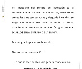 BANDO INFORMATIVO: SE RUEGA ABSTENERSE DE COLOCAR CIRIOS/VELAS EN LA ENTRADA DE LA ERMITA DE LA VIRGEN