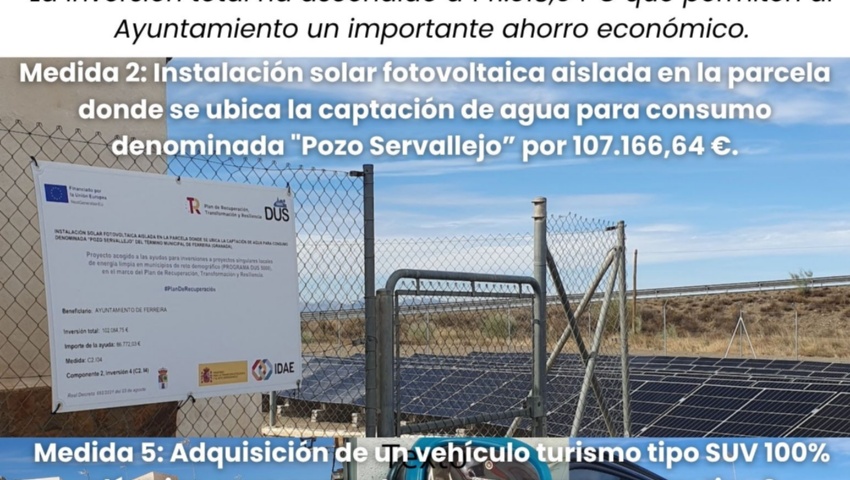 FERREIRA RECIBE EL APOYO FINANCIERO DE LA UE-PROGRAMA DUS 5000 POR 120.120,84 EUROS