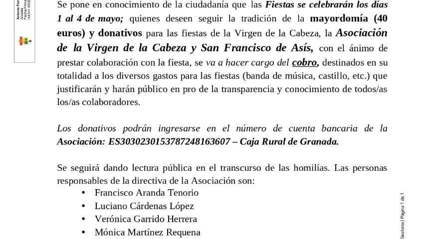 EXPLOTACIÓN DE LA BARRA EN LAS FIESTAS PATRONALES DE LA VIRGEN DE LA CABEZA 2026